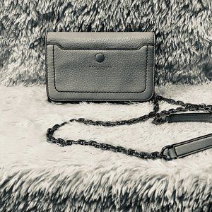 MARC JACOBS- Empire City Leather Wallet Crossbody Bag- Gray